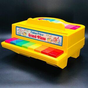Vintage 1986 FISHER PRICE Grand Piano 8 Pop Up Music Note Rainbow Keys Retro Toy